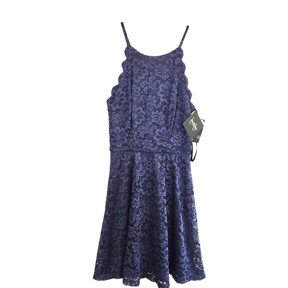 By & By Junior Dress 1 Blue Lace Sleeveless  Sun Teen Size XS Extra Small Kids